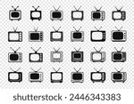 Vector Vintage TV Set. Vintage TV Icons. Design Template, Clipart of Retro TV Symbol for Web, Logo, App, UI