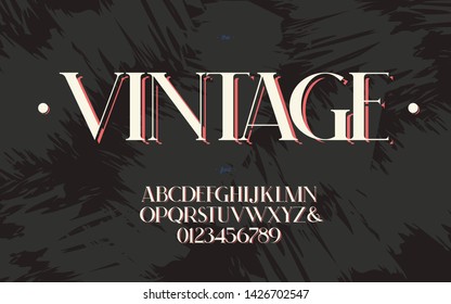 Vector vintage typeface elegant style modern typography for decoration, logo, poster, t shirt, card, sale banner, printing on fabric, industrial. Cool font. Trendy alphabet. 10 eps
