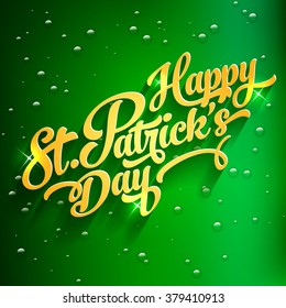 vector vintage typographic design logo elements for saint patrick's day on green background template for greeting card happy english vacation star texture spring abstract holiday background scene gold