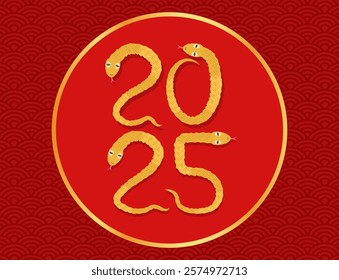 Vector Vintage Typography Poster 2025 Chinese New Year. Snake Typography 2025. Year of the Snake.