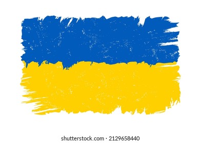 Vector vintage Ukraine flag on isolated background. Drawing flag of Ukraine in grunge style.