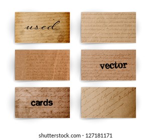 Vector vintage used old paper banners with handwritten text patterns