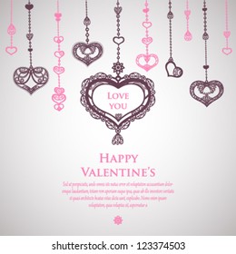 Vector vintage Valentine's day card template.