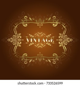 Vector vintage victorian frame label border ornate illustration retro old background. Illustration of decorative banner antique card style calligraphic fashion shape.