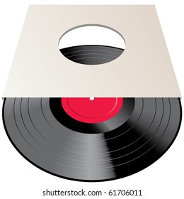 vector vintage vinyl record in blank paper cover