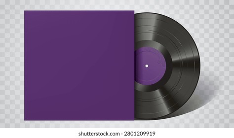 vector vintage vinyl record in purple blank paper cover