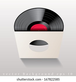 vector vintage vinyl record in white blank paper cover