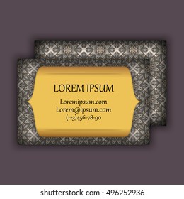 Vector vintage visiting or business card set. Floral mandala pattern and ornaments. Oriental design Layout. Islam, Arabic, Indian, ottoman motifs. Front page and back page.