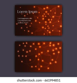 Vector vintage visiting card set. Glowing shiny floral pattern and ornaments. Luxury design
