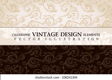 Vector vintage wallpaper. Gift wrap. Floral background with ornaments decorations branches curves