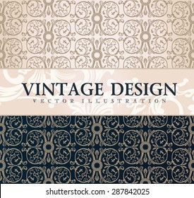 Vektorvintage-Tapete. Geschenkpackung. Blumenhintergrund mit Ornamenten dekoriert Zweige Kurven