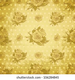 Vector vintage wallpaper with seamless rose pattern