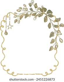 Vector vintage watercolor golden frame. Illustration for card composition design. Template space for text or message, greeting cards, invitation, wedding card, save the date, celebration, anniversary.