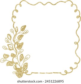 Vector vintage watercolor golden frame. Illustration for card composition design. Template space for text or message, greeting cards, invitation, wedding card, save the date, celebration, anniversary.