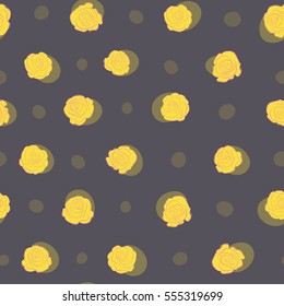 Vector vintage watercolor roses seamless pattern (hand drawn) in gray, yellow and pink colors.