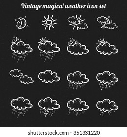 vector vintage weather icon set