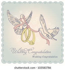 Vector Vintage Wedding Card