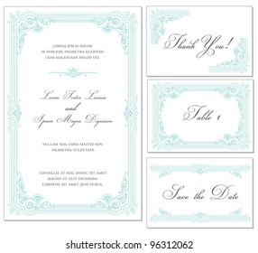 Vector Vintage Wedding Frame Set - for invitations or announcements