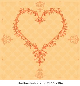 Vector vintage wedding invitation with Heart .