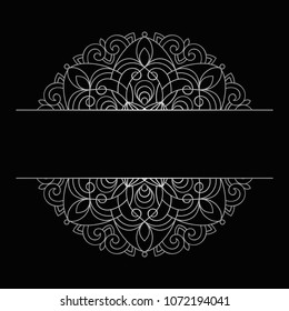 Vector Vintage Wedding Invitation on  Lacy Pattern on dark background