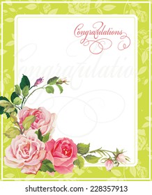 Vector vintage wedding postcard in Victorian style. Background with place for your text