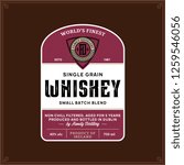 Vector vintage whiskey label on a brown background. Distilling business branding and identity design elments.