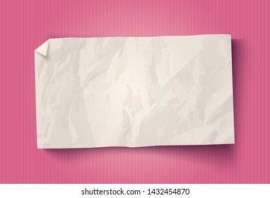 Vector vintage white paper on pink vintage background. White paper ad on old paper background. White paper texture.