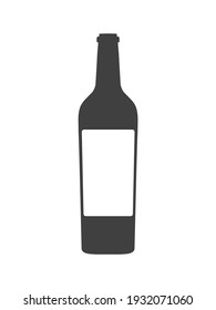 Vector vintage wine bottle with white label isolated on white background. Ready for place an ad.