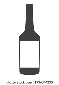Vector vintage wine bottle with white label isolated on white. Ready for place an ad.