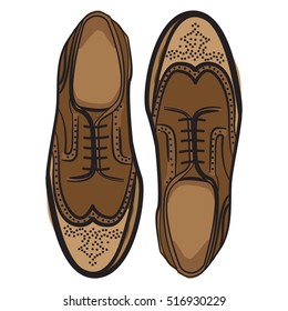 Vector Vintage wingtip men shoes illustrated.