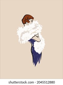 Vector vintage women fashion illustrations set, 50s fashion, old vintage, trendy pictures for orints, socail media.