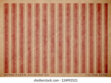 Vector vintage worn out paper card with worn out red striped geometric print