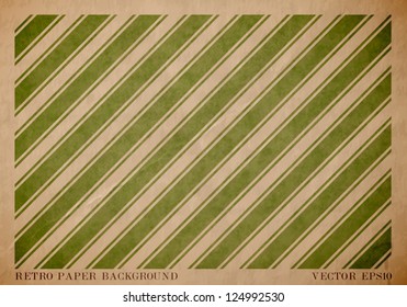 Vector vintage worn out paper card with worn out green striped geometric print