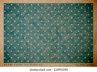 Vector vintage worn out paper card with worn out blue dotted geometric print