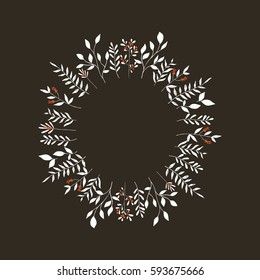 Vector vintage wreaths with hand draw  flowers, herbs.Tribal, boho, ethnic design elements. Perfect for invitations, greeting cards, quotes, blogs, posters.