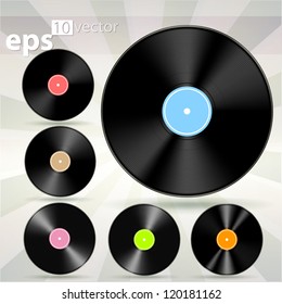 Vector vinyl cd disk icons, eps10 illustration clip art