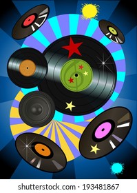 Vector vinyl disc records
