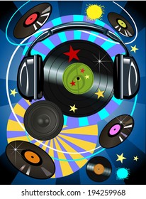 Vector vinyl disc records