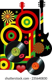 Vector vinyl disc records