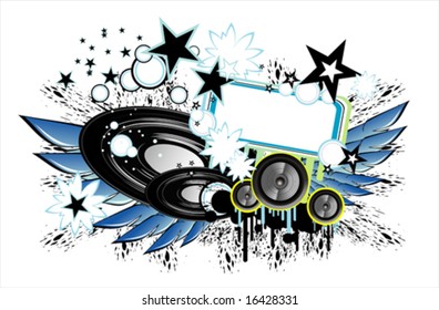 Vector vinyl disco fantasy frame background