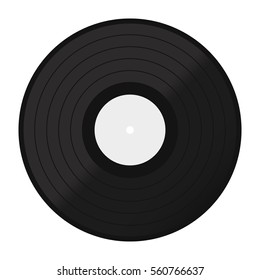 Vector vinyl disk icon. Vinyl record flat icon. 