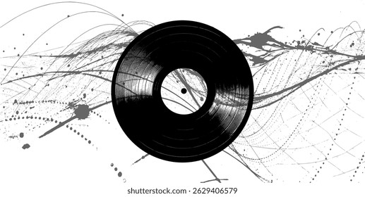 
Vector vinyl record - Abstract sound waves in the background - Retro sound and vintage style