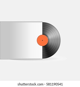 Vector vinyl record with cover.