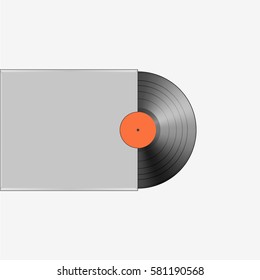 Vector vinyl record with cover.