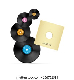 Vector Vinyl Record Discs Set Isolated on White Background