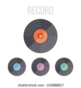 Vector vinyl record icons.