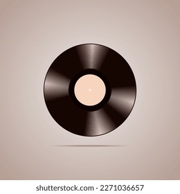 Vector vinyl record on an isolated light brown background. Old CDs, music.