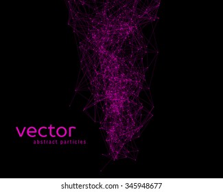 Vector violet abstract particles on black background