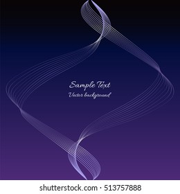 Vector violet background with asymmetrical pattern of the abstract lines and example text