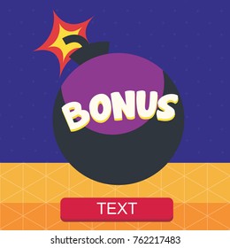 A vector of violet bomb isolated on dark blue background and orange floor, flat style for game